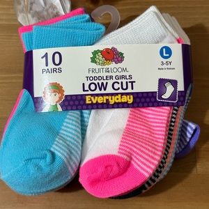 NWT fruit of the loom low cut everyday toddler socks 10 pair